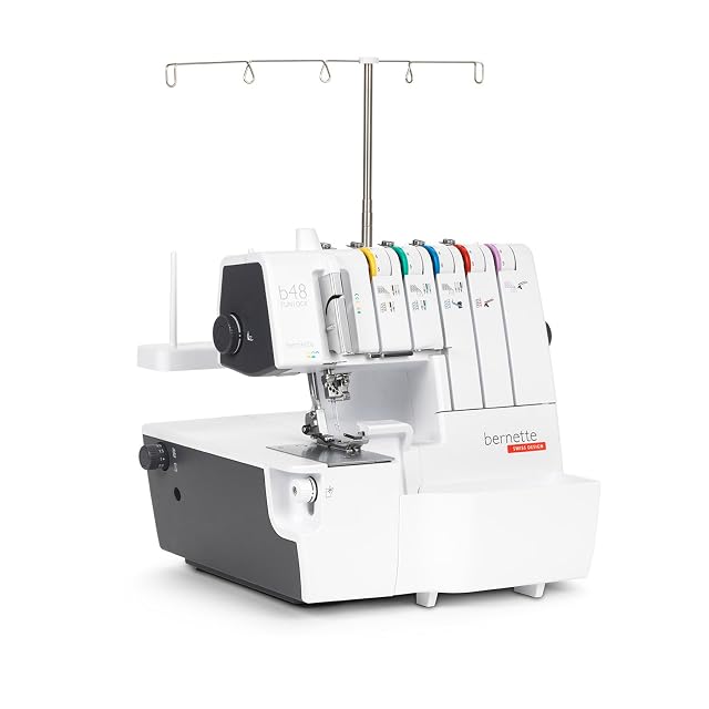Bernette b48 Funlock overlock and coverstitch machine, front three-quarter view