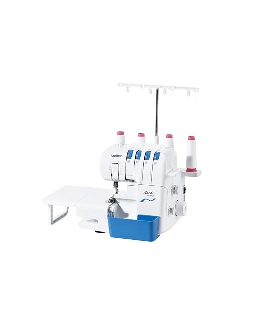 Brother 3034DWT overlocker with extension table, front three-quarter view