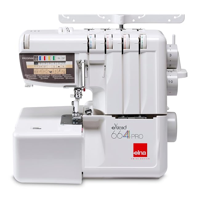 Elna eXtend 664 PRO V2 overlocker, front three-quarter view