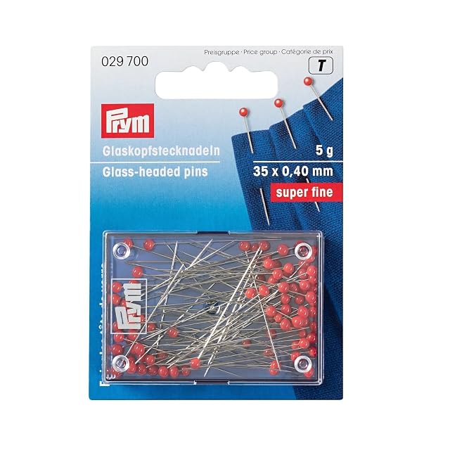 Prym glass head pins with red heads, 0.40 by 35 mm
