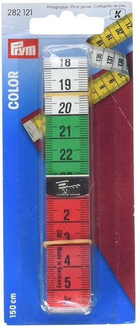 Prym yellow tape measure, 150 cm, with coloured decimetre markings